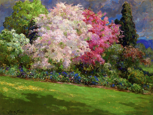 Spring Garden, Kennebunkport, vintage artwork by Abbott Fuller Graves, 12x8" (A4) Poster