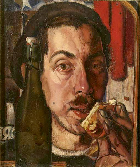 Self-portrait with a bread roll by Dick Ket,16x12(A3) Poster