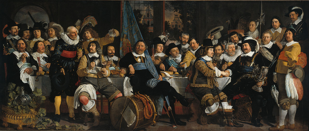 Celebration of the peace of Münster, 18 June 1648, in the headquarters of the crossbowmen's civic guard, vintage artwork by Bartholomeus van der Helst, 12x8" (A4) Poster