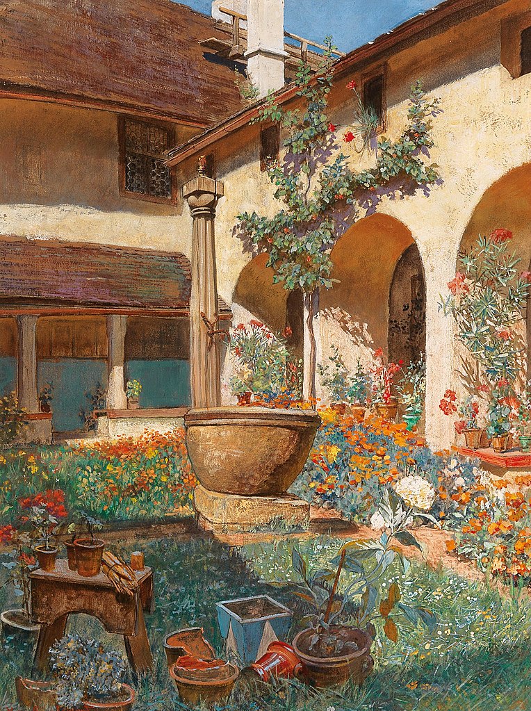 Garden in the Wachau, vintage artwork by Hugo Charlemont, 12x8" (A4) Poster