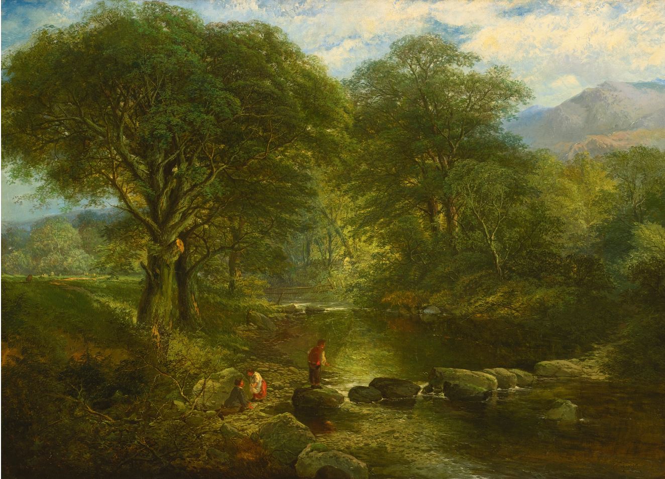 A Placid Stream, vintage artwork by Thomas Creswick, A3 (16x12") Poster Print