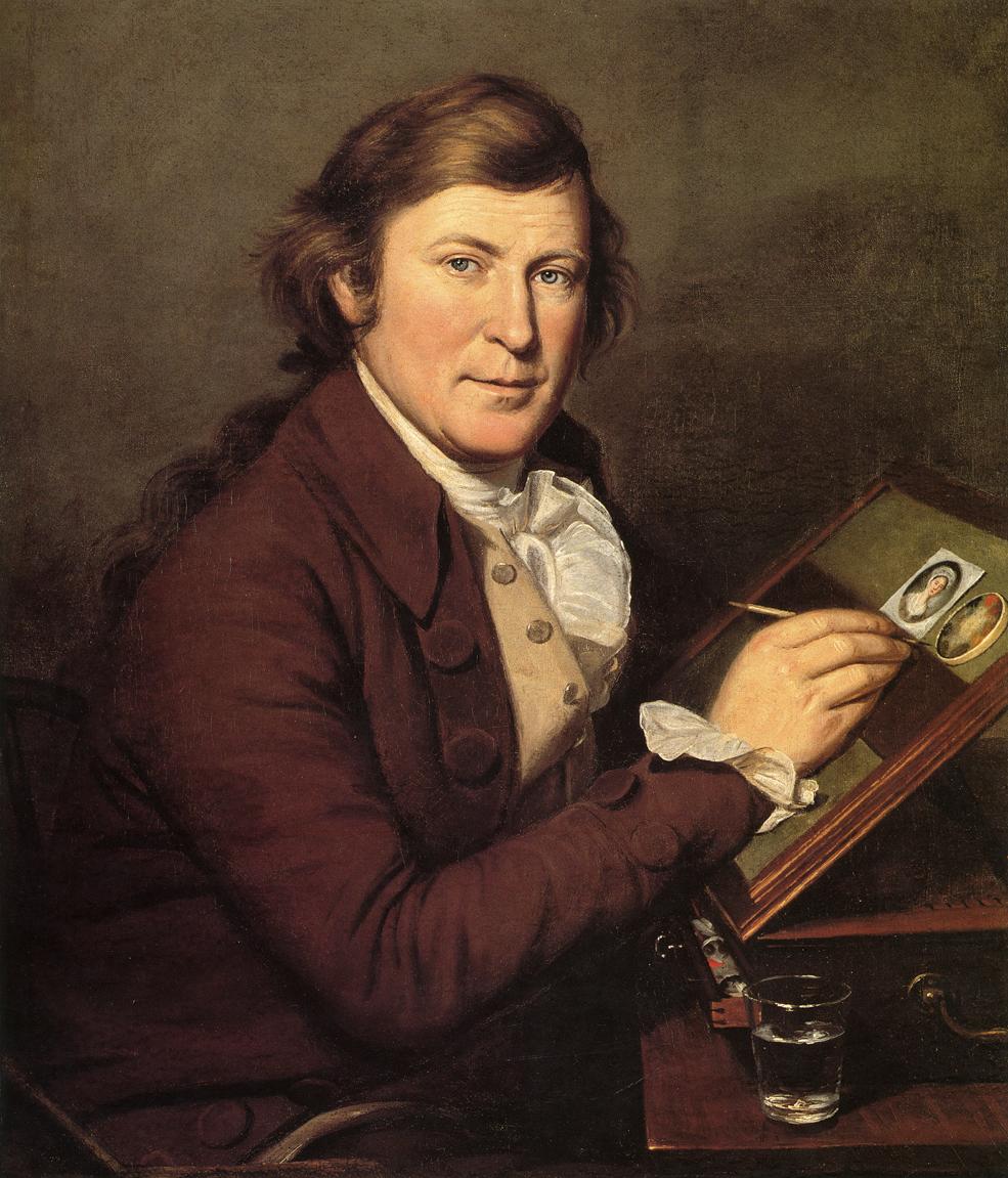 James Peale Painting a Miniature, vintage artwork by Charles Willson Peale, 12x8" (A4) Poster