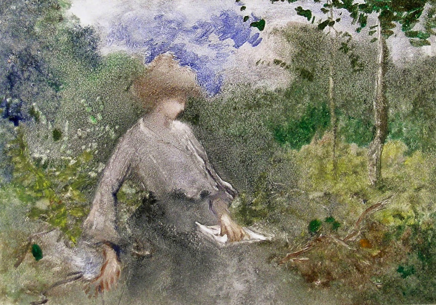 Reading in the Garden, vintage artwork by Pompeo Mariani, 12x8" (A4) Poster