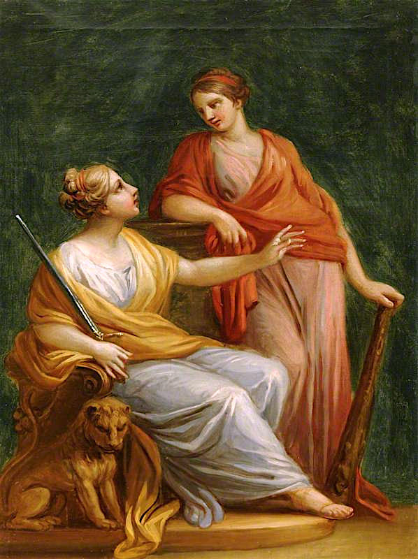 Justice and Strength, vintage artwork by Antonio Zucchi, 12x8" (A4) Poster