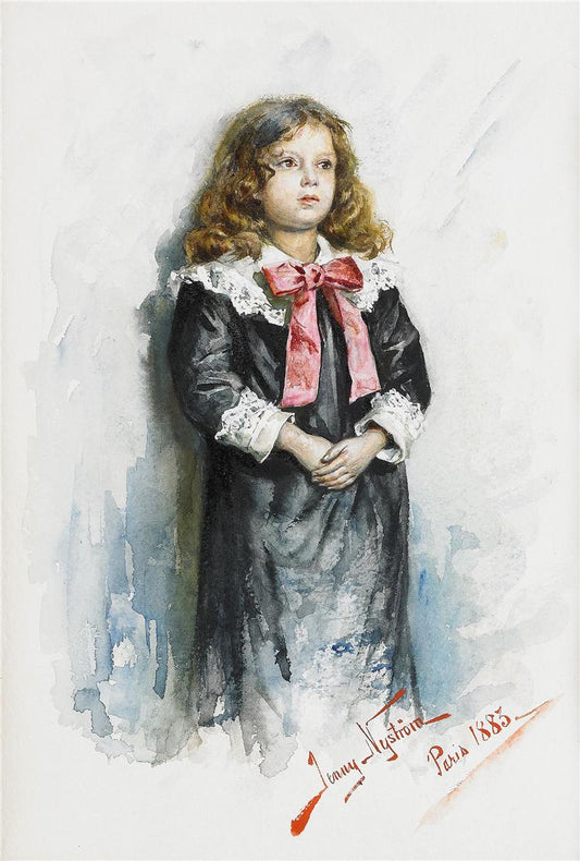 The Red Ribbon, vintage artwork by Jenny Nyström, 12x8" (A4) Poster