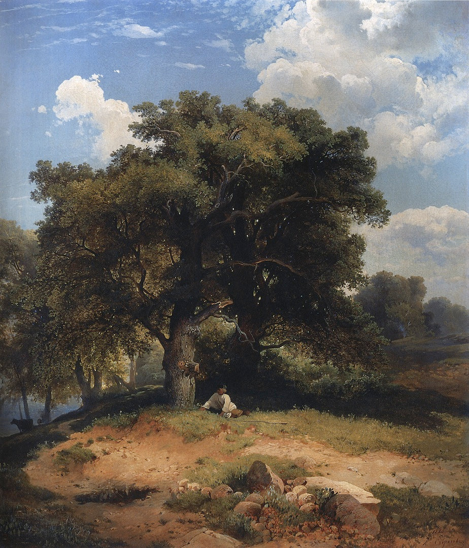 Landscape with Oaks, vintage artwork by Alexei Kondratyevich Savrasov, 12x8" (A4) Poster