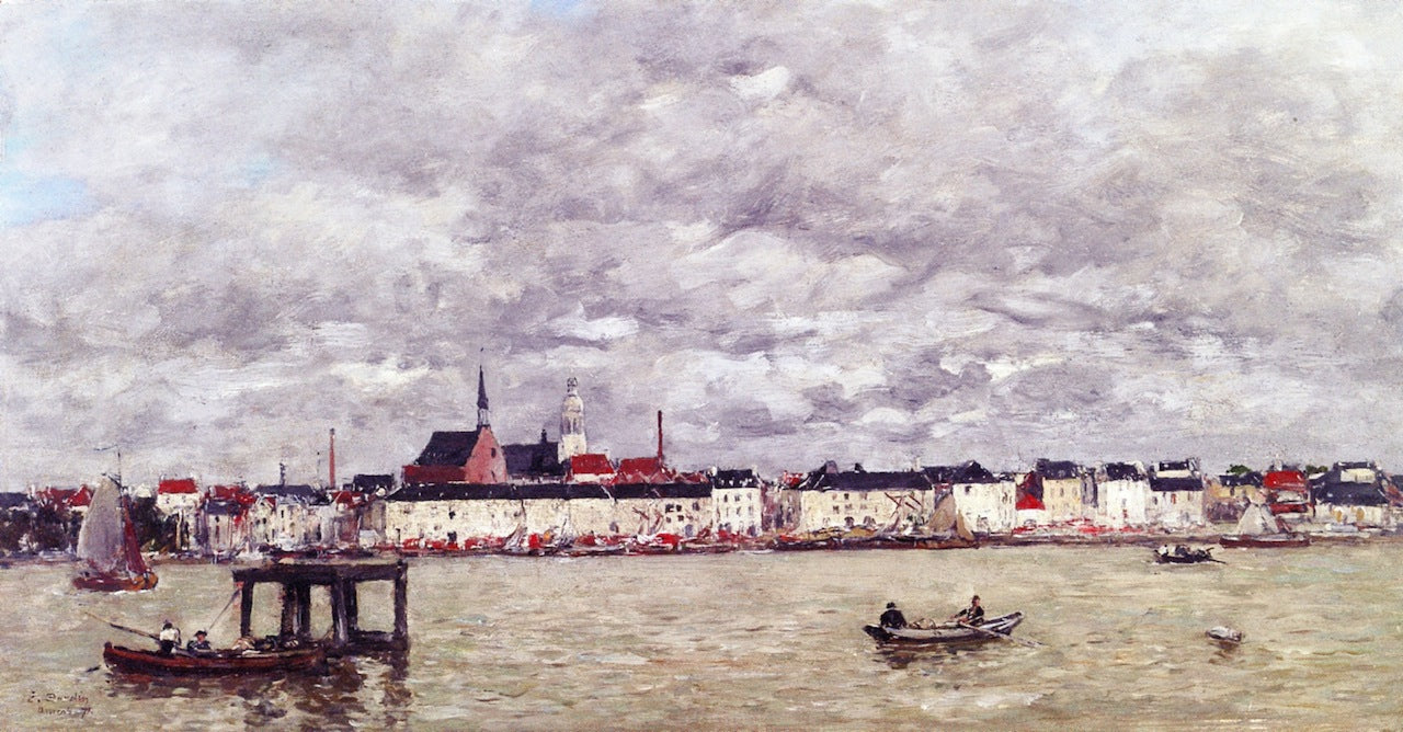 Antwerp, the Scheldt and the Quays, vintage artwork by Eugène-Louis Boudin, 12x8" (A4) Poster