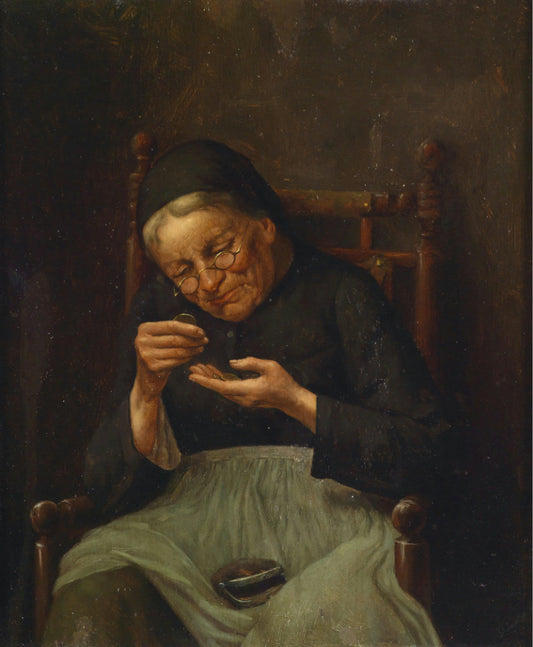Mother Counting Money, vintage artwork by Johann Georg Meyer von Bremen, A3 (16x12") Poster Print
