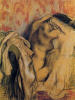 After Bathing, Woman Drying Herself, vintage artwork by Edgar Degas, 12x8" (A4) Poster