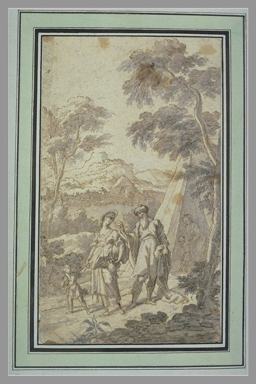 Abraham Meets Agar et Ismaël, vintage artwork by Francesco Zuccarelli, 12x8" (A4) Poster