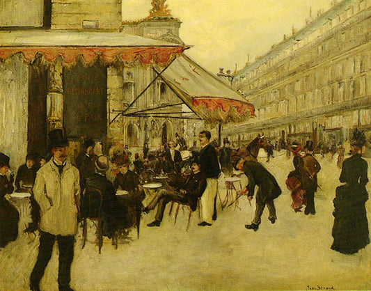 Cafe de la Paix, vintage artwork by Jean-Georges Beraud, 12x8" (A4) Poster