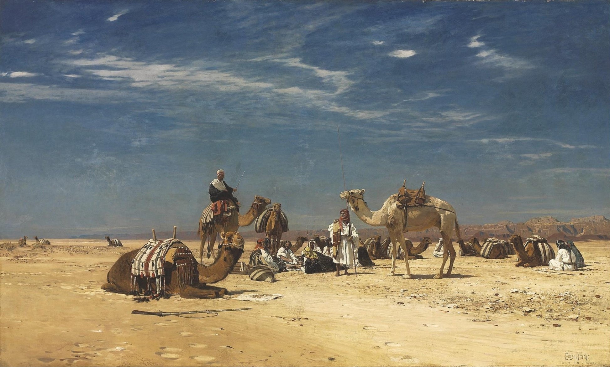 At Rest in Arabia Petraea (Rast in der Araba), vintage artwork by Eugen Felix Prosper Bracht, 12x8" (A4) Poster