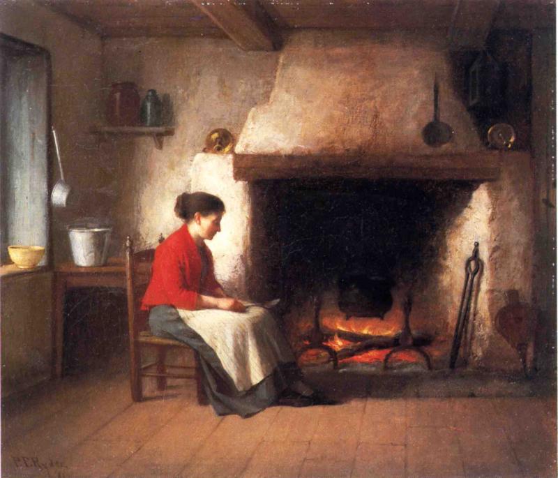 by  the Hearth, vintage artwork by Platt Powell Ryder, A3 (16x12") Poster Print