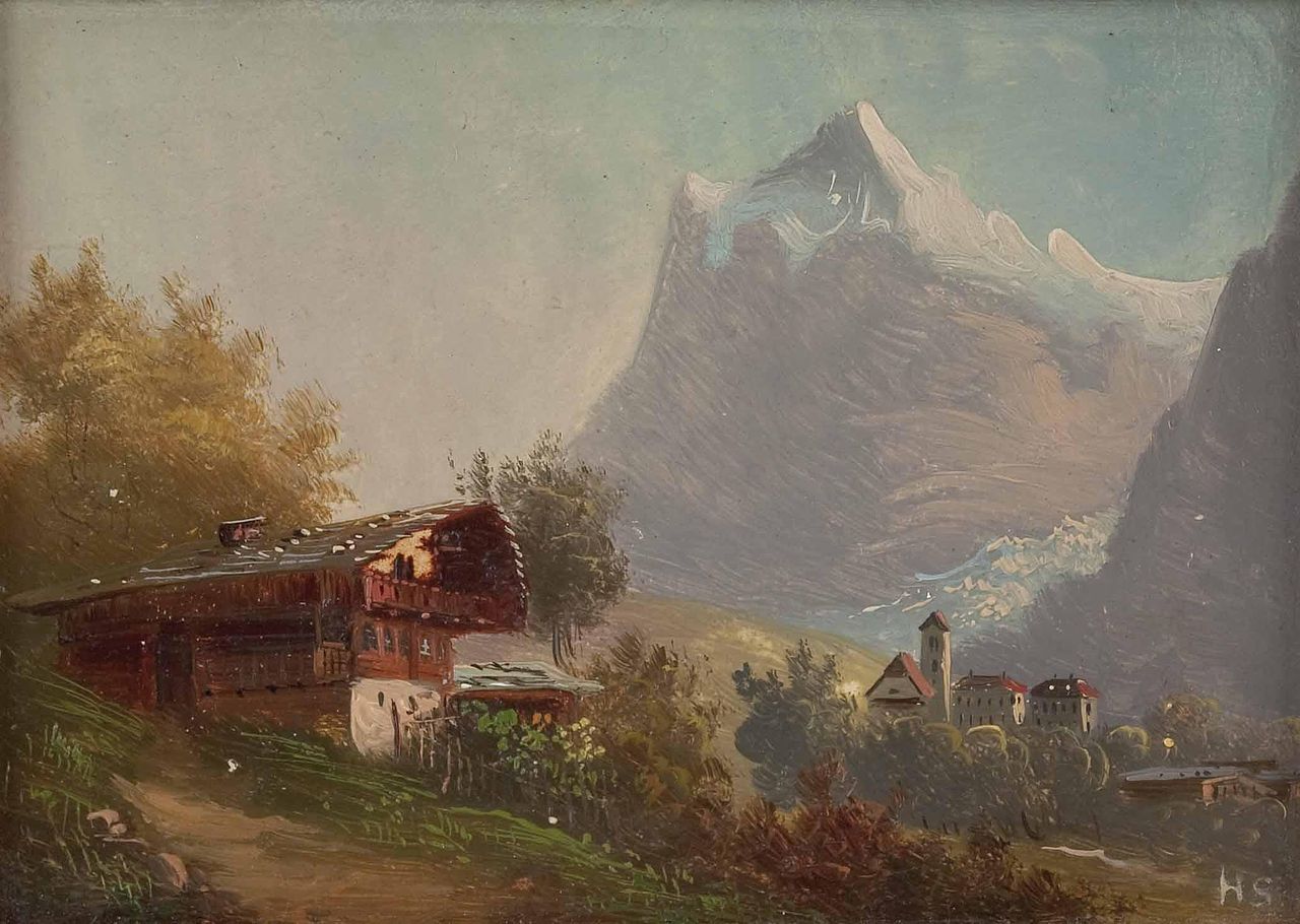 Grindelwald im Berner Oberland, vintage artwork by Hubert Sattler, A3 (16x12") Poster Print