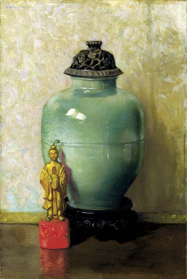 Green Chinese Jar by Ruth Payne Burgess,A3(16x12")Poster