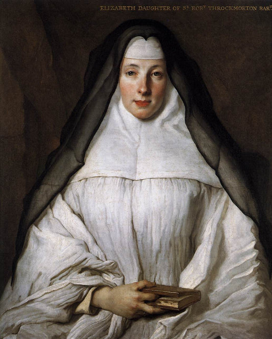 Elizabeth Throckmorton, Canoness of the Order of the Dames Augustines Anglaises, vintage artwork by Nicolas de Largillière, 12x8" (A4) Poster