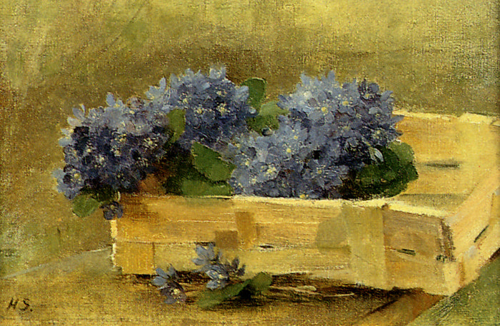 Blue Anemones in a Chip Basket by Helene Schjerfbeck,A3(16x12")Poster