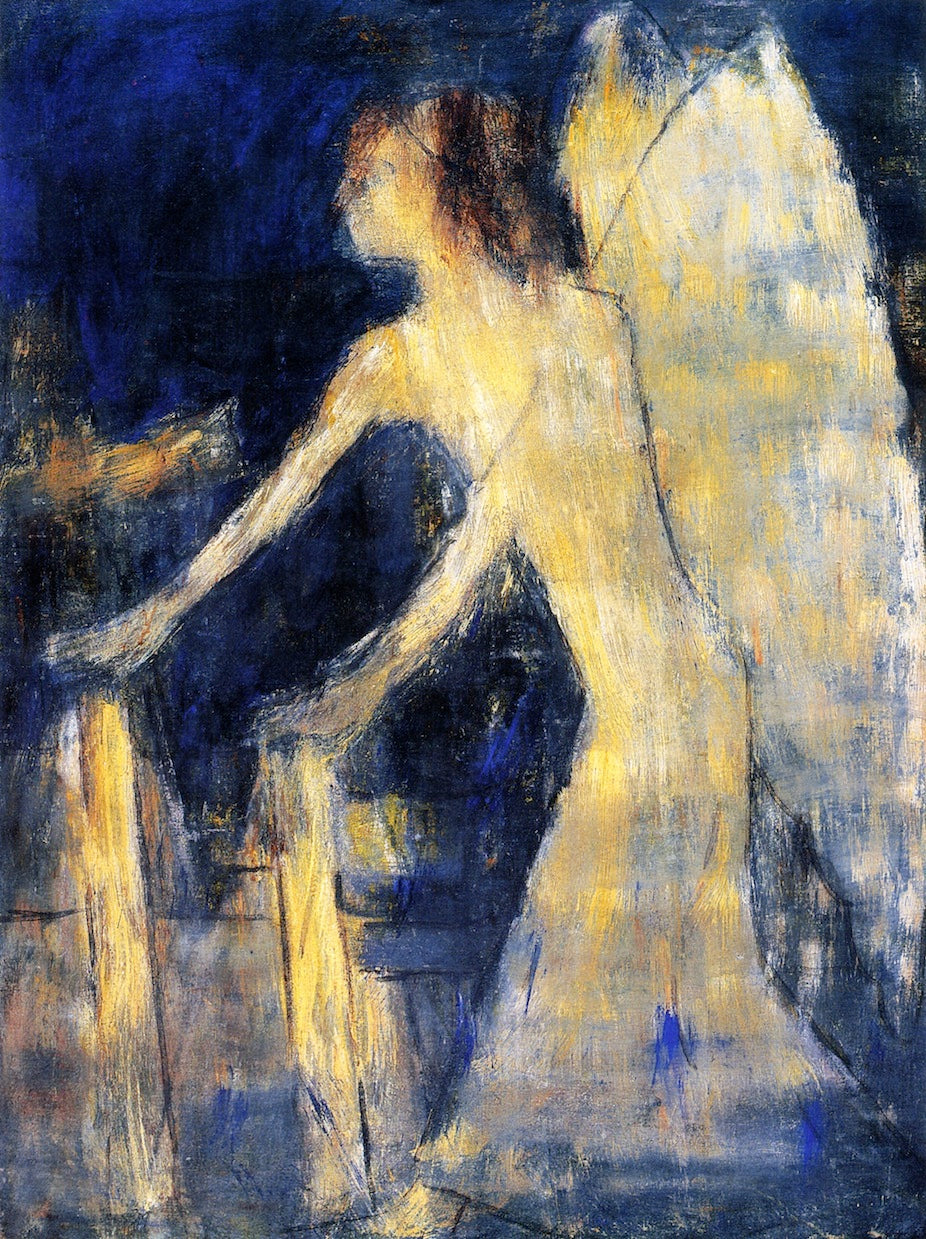 Engel, der Licht in die Gräber trägt, vintage artwork by Christian Rohlfs, 12x8" (A4) Poster