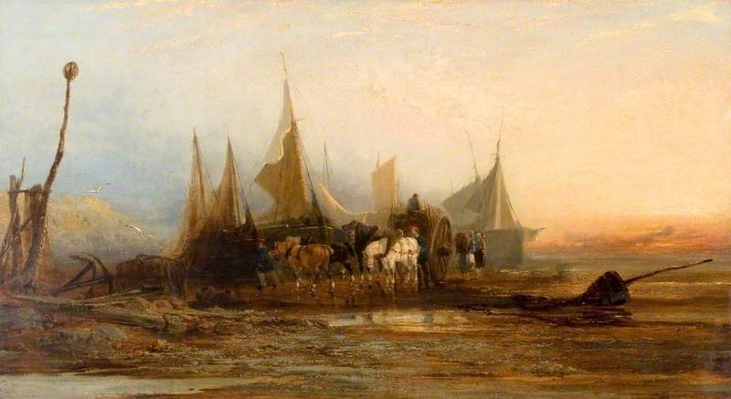 Evening on the French Coast, vintage artwork by Edmund John Niemann, A3 (16x12") Poster Print