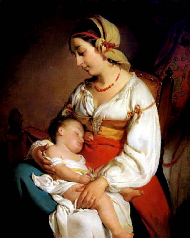 Mother Love, vintage artwork by Friedrich von Amerling, A3 (16x12") Poster Print
