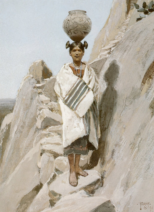 Moki Maiden-Walpi, First Mesa, vintage artwork by Henry F. Farny, 12x8" (A4) Poster