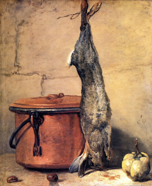 Rabbit with Copper Cauldron and Quince, vintage artwork by Jean-Baptiste-Simeon Chardin, 12x8" (A4) Poster
