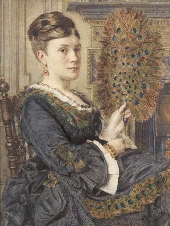 The Peacock Fan, vintage artwork by Sir Edward John Poynter, 12x8" (A4) Poster