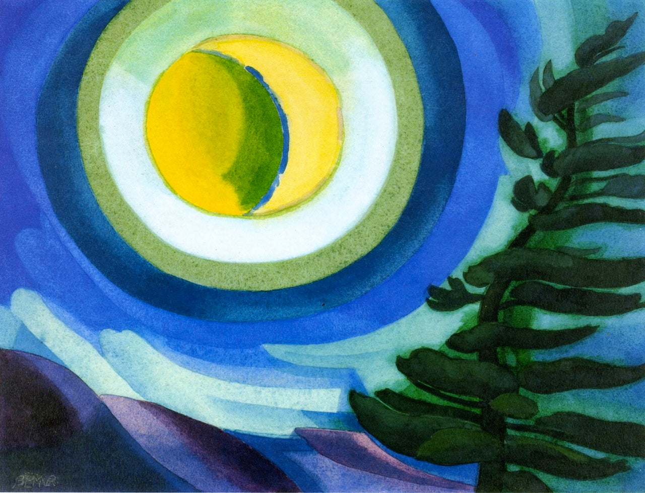 Moon Radiance, vintage artwork by Oscar Bluemner, 12x8" (A4) Poster