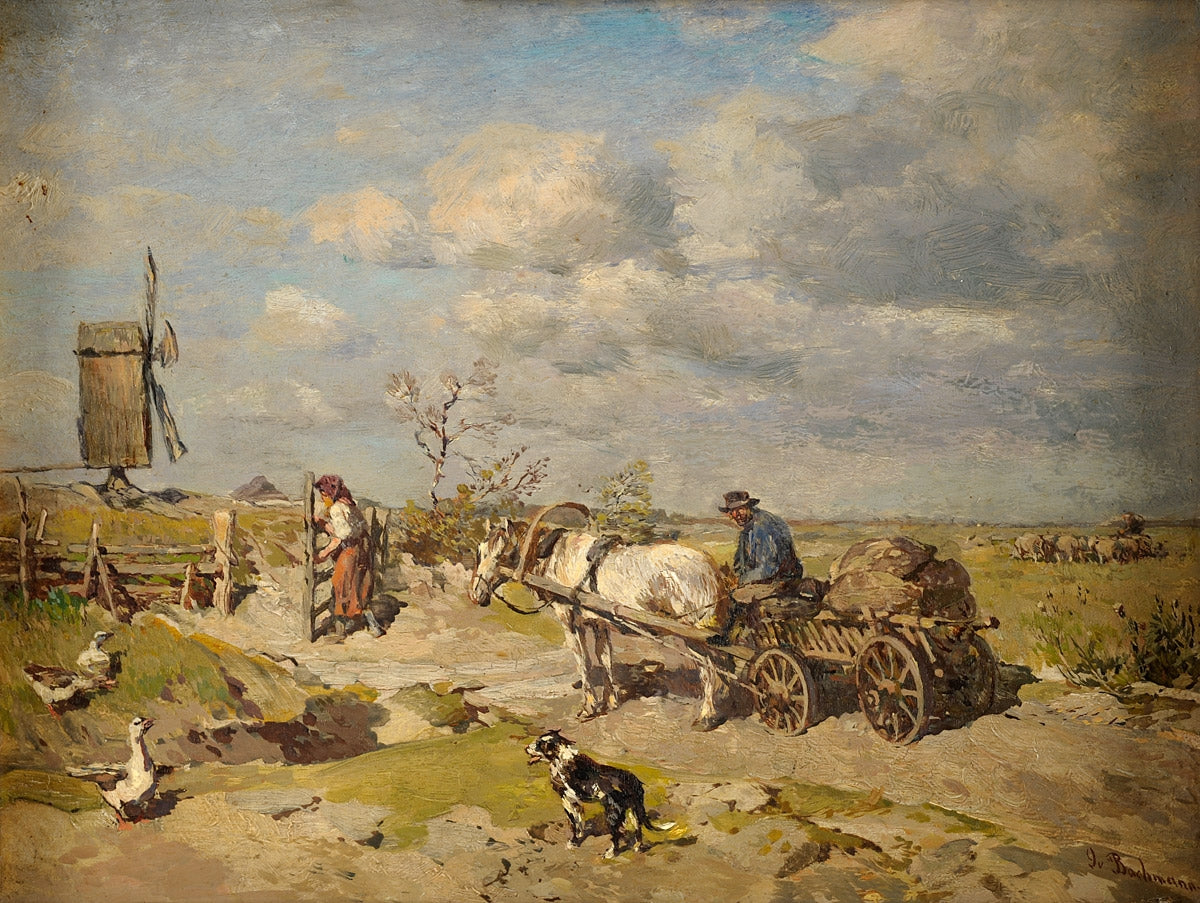 Country Life in Estonia, vintage artwork by Gregor von Bochmann, 12x8" (A4) Poster