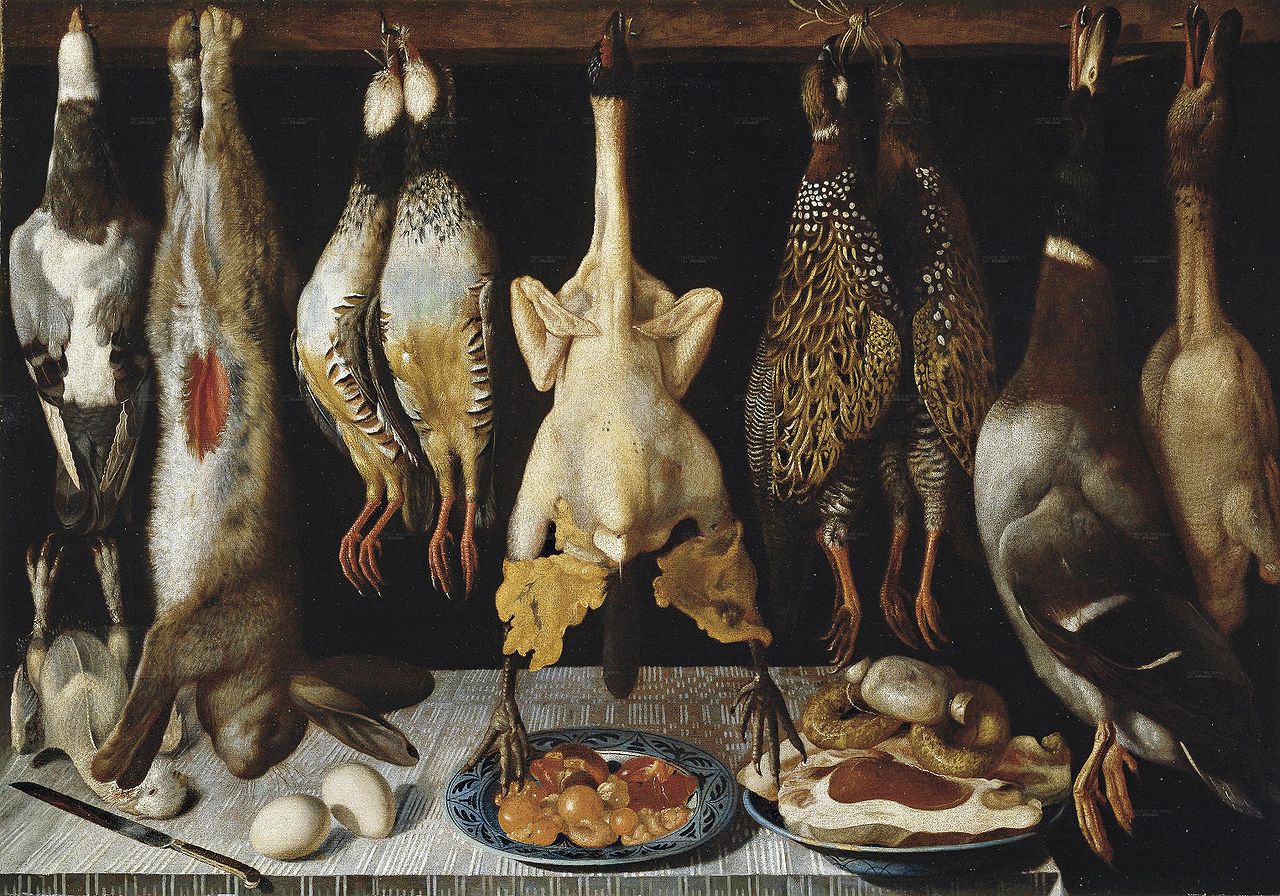 Bodegón de aves y liebre (Still Life with Game), vintage artwork by Tomàs Yepes, 12x8" (A4) Poster