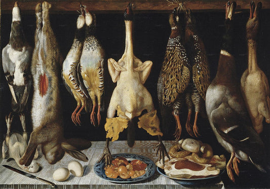 Bodegón de aves y liebre (Still Life with Game), vintage artwork by Tomàs Yepes, 12x8" (A4) Poster