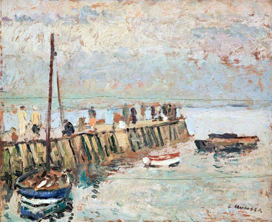 Figures on a Quay, Largo by George Leslie Hunter,16x12(A3) Poster