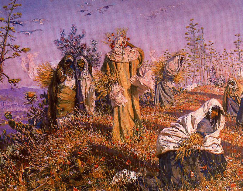 Las espigadoras de Jericó, vintage artwork by Antonio Muñoz Degrain, 12x8" (A4) Poster