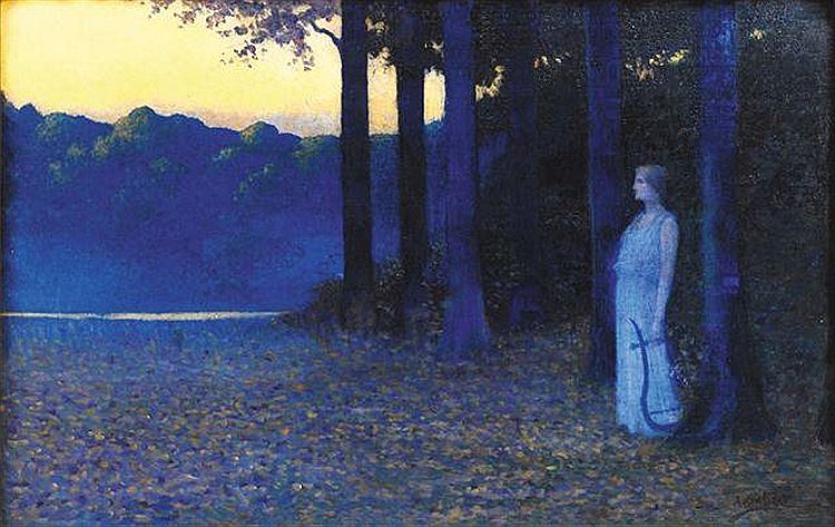 Muse of the Fountain, vintage artwork by Alphonse Osbert, 12x8" (A4) Poster