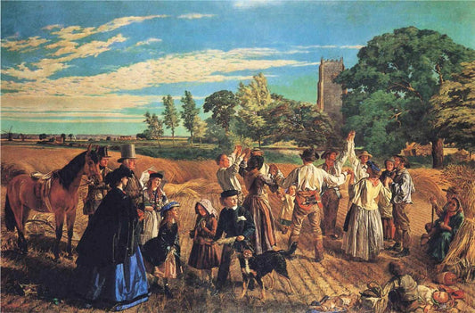 Hullo, Largess! A Harvest Scene in Norfolk, vintage artwork by William Maw Egley, 12x8" (A4) Poster