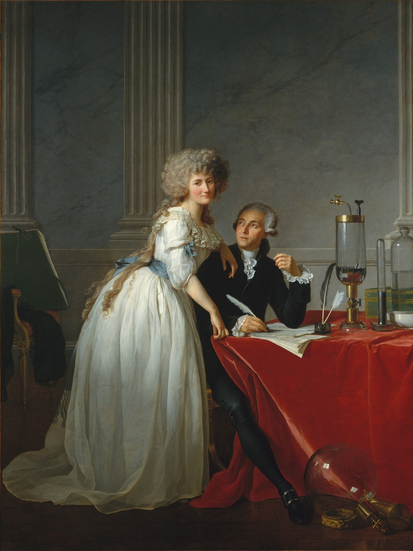 Portrait of Antoine-Laurent and Marie-Anne Lavoisier, vintage artwork by Jacques-Louis David, 12x8" (A4) Poster