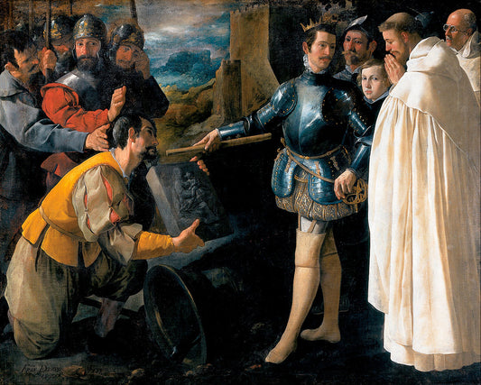 Saint Peter Nolasco Recovering the Image of the Virgin, vintage artwork by Francisco de Zurbarán, 12x8" (A4) Poster