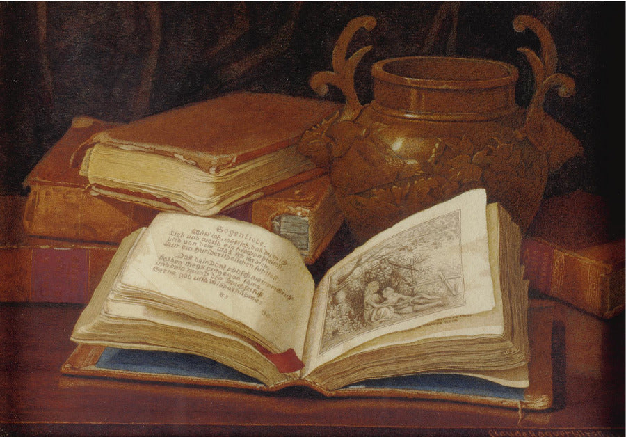 Still Life with Books and Vase by Claude Raguet Hirst,A3(16x12")Poster