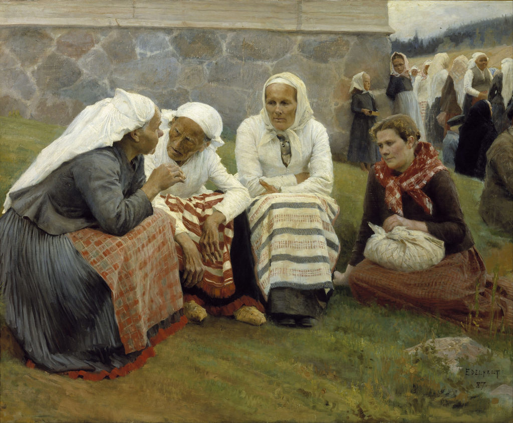 The Gossip, vintage artwork by Albert Edelfelt, 12x8" (A4) Poster