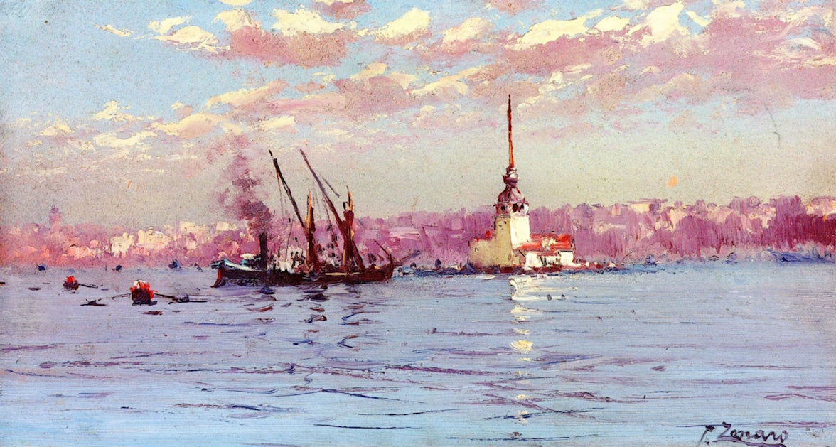 Leander's Tower, Istambul by Fausto Zonaro,A3(16x12")Poster