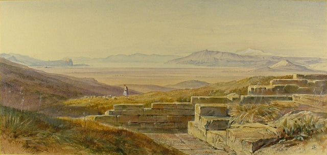 Argos, Greece, vintage artwork by Edward Lear, A3 (16x12") Poster Print