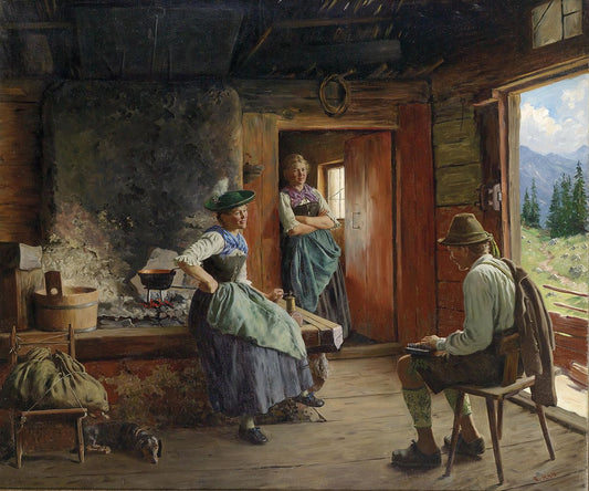 Visit to the Pasture, vintage artwork by Emil Rau, 12x8" (A4) Poster