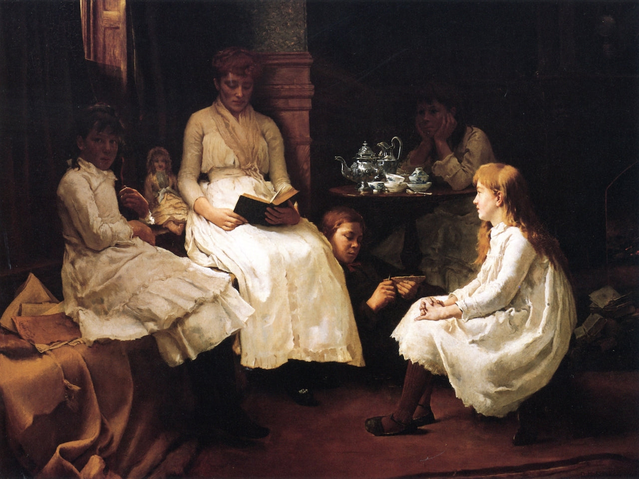 A Winter's Tale of Sprites and Goblins, vintage artwork by Dennis Miller Bunker, 12x8" (A4) Poster