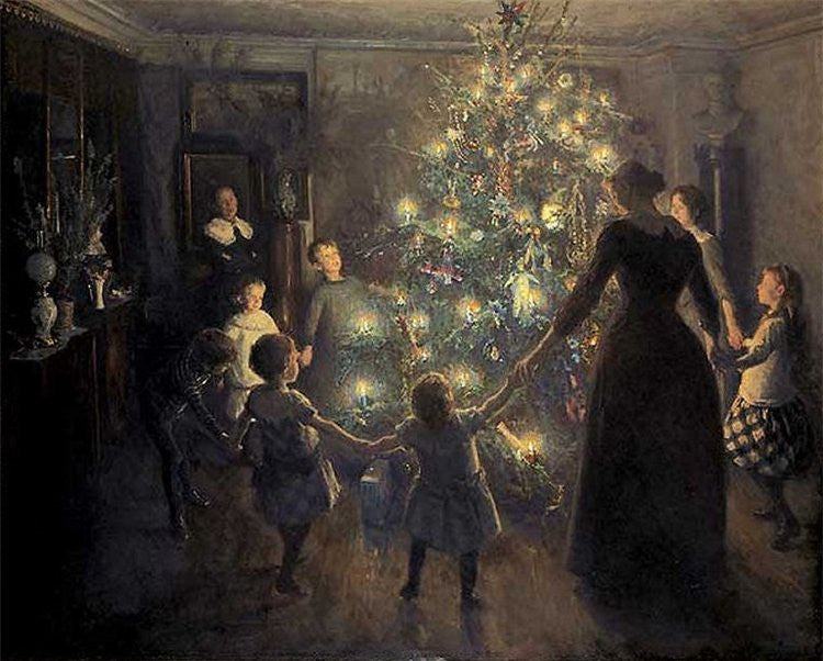 Happy Christmas, vintage artwork by Viggo Johansen, 12x8" (A4) Poster