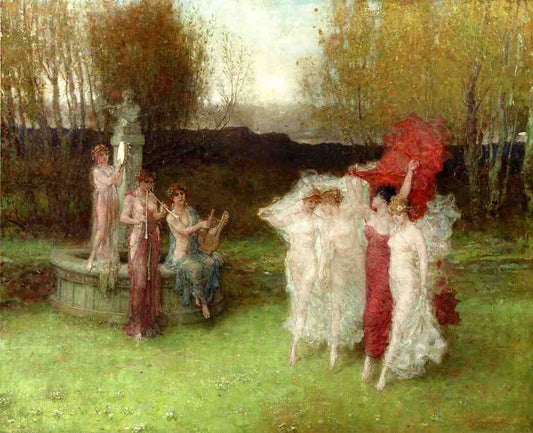 A Tanagraean Pastoral, vintage artwork by George Henry Boughton, 12x8" (A4) Poster