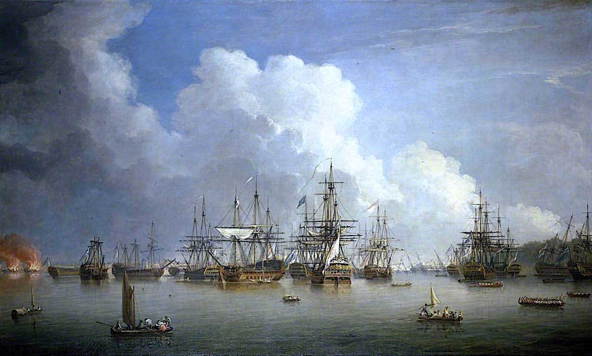 The Captured Spanish Fleet at Havana, August–September 1762, vintage artwork by Dominic Serres, 12x8" (A4) Poster