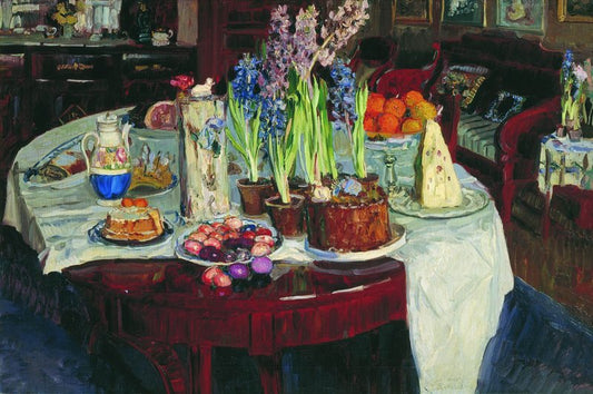 Easter Still-Life, vintage artwork by Stanislav Zhukovsky, 12x8" (A4) Poster