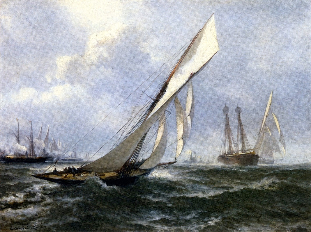 Yacht Race, vintage artwork by Edward Moran, 12x8" (A4) Poster