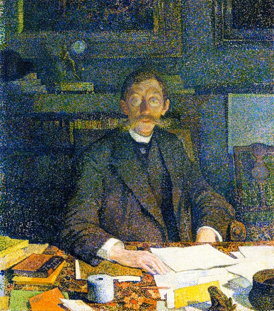 Emile Verhaeren in His Stody (rue du Moulin), vintage artwork by Theo van Rysselberghe, 12x8" (A4) Poster