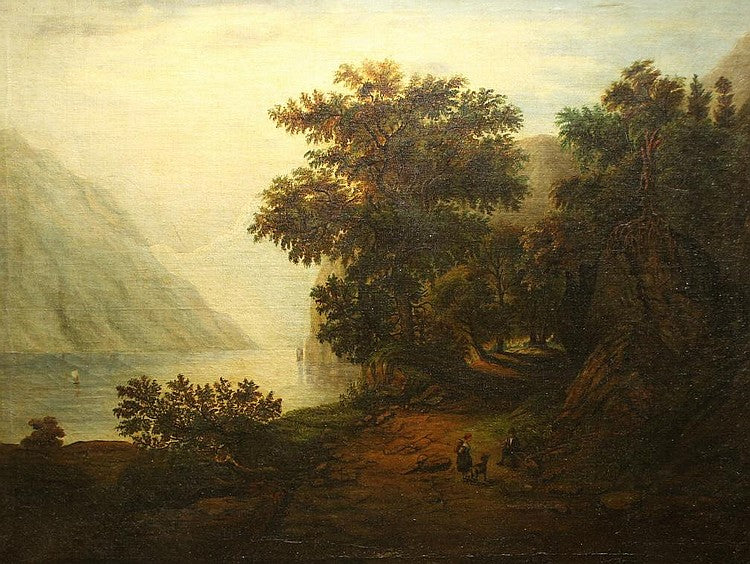 Path Along the Lake, vintage artwork by Frank Blackwell Mayer, 12x8" (A4) Poster